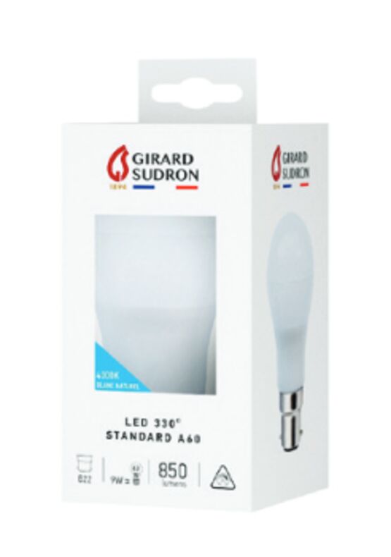  Ampoule LED standard A60 330° 9W B22 4 000 k 806 Lm | 160198 - GIRARD SUDRON
