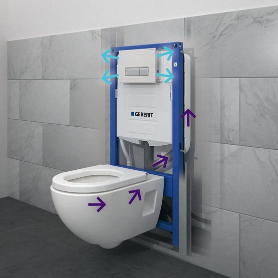   Bâti-support autoportant pour WC suspendu à réservoir préparé pour aspiration des odeurs avec recyclage d&#039;air  |   Bâti-support Duofix pour WC suspendu, 112 cm, avec réservoir 