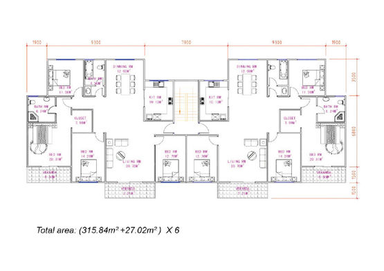  Bâtiment collectif en kit prêt à monter - 2057m² / 6 Plateaux de 2 Logements T4 de 160 m² | BATI-FABLAB - Logements préfabriqués