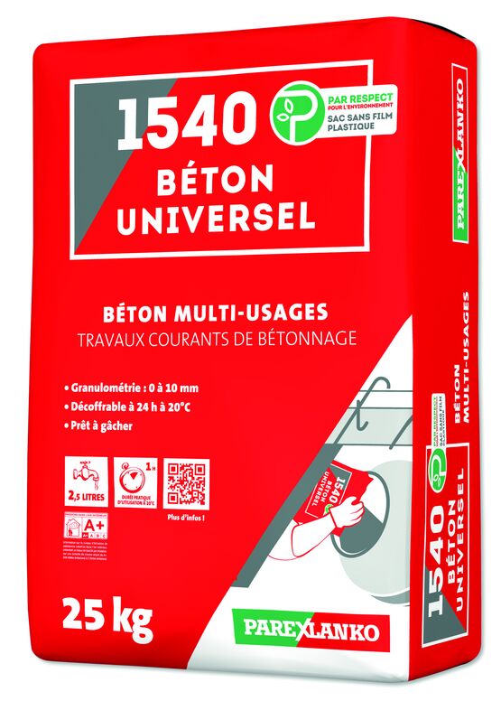 Béton universel conditionné en sac papier sans plastique à l&#039;intérieur | 1540 Béton Universel