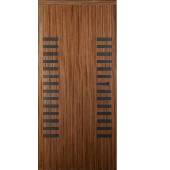 Bloc-porte d’intérieur design en placage naturel rosewood avec des inserts pierre | OPALE Rosewood