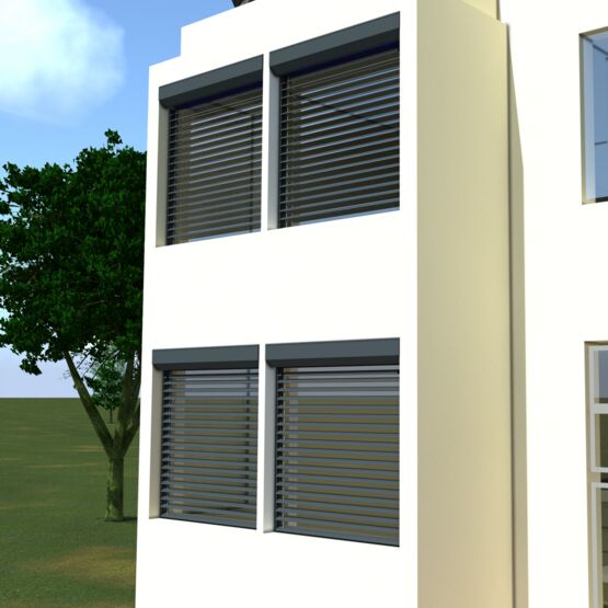  Brise soleil à lames orientables à coffre compact pour grandes baies vitrées | BSO Réno - Brise-soleil à lames orientables