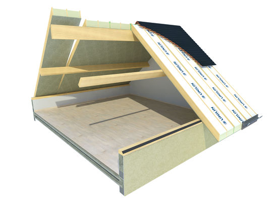 Caisson isolant chevronné à sous-face décorative pour toiture | Usystem Roof OS - Caissons chevronnés ou panneaux sandwich