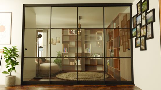 Cloison coulissante vitrée style verrière industrielle | Coulissant Panoramique