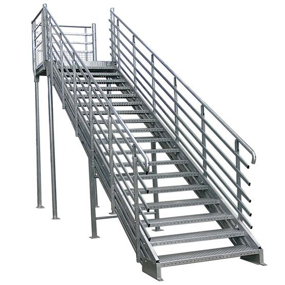 Escalier droit industriel à géométrie variable - marches gros picôts | Escalier industriel gros picot