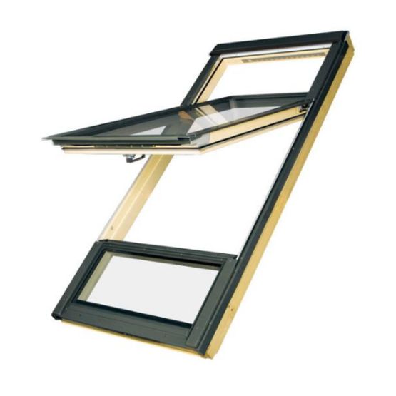 Fenêtre de toit FAKRO avec allège fixe et axe décentré | FDY-V G2 Duet proSky - produit présenté par FAKRO