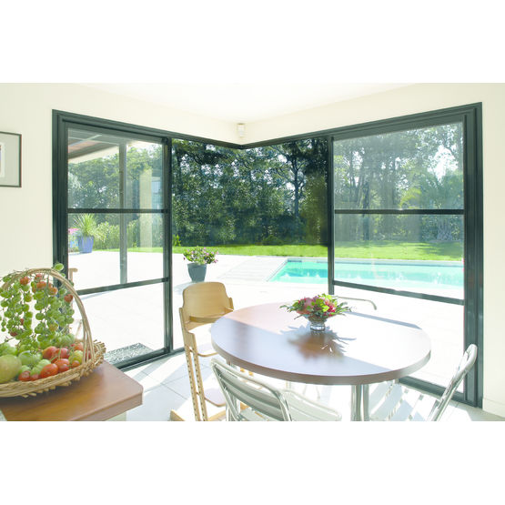 Fenêtre et porte-fenêtre aluminium coulissantes pour angle | Kasting Coulissant d&#039;angle