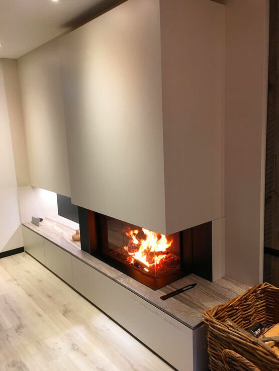  Foyer bois avec un coin (gauche ou droit) / vitre escamotable | Argento 860 CL-CR MDesign  - BEST FIRES
