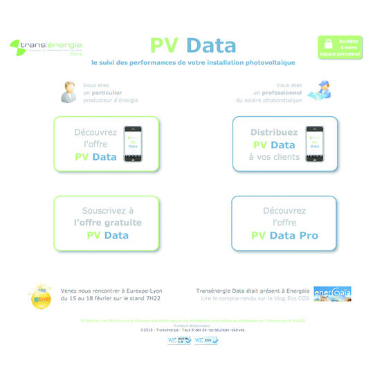 Interface pour gestion de la production électrique photovoltaïque | PV Data