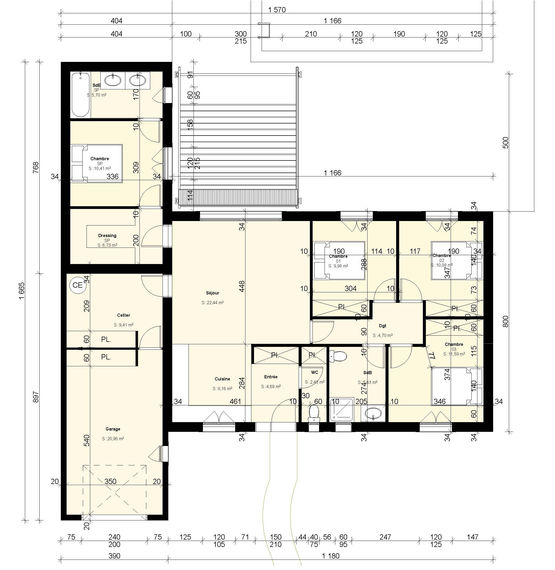  Maison individuelle T5 133m² - Plain-pied - Avec garage et suite indépendante | BATI-FABLAB - Logements préfabriqués