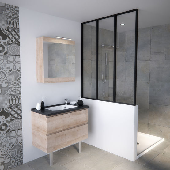 Meuble vasque de salle de bain avec tiroirs GAIN D&#039;ESPACE | Smart tiroirs 