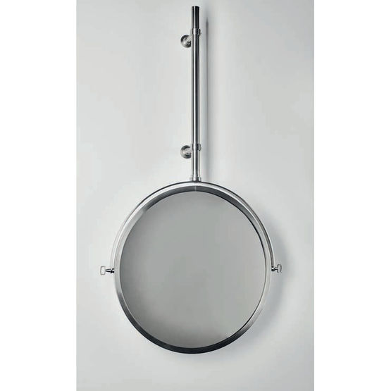 Miroir de salle de bain rond finition nickel ou laiton  | Please Watch your Head - produit présenté par DCWE