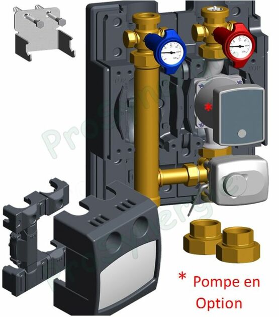 Module hydraulique isolé +fixation avec Vanne mélange motorisée FLOWBOX HKM DN25 raccordement ØF 1´´ | WAT10026451