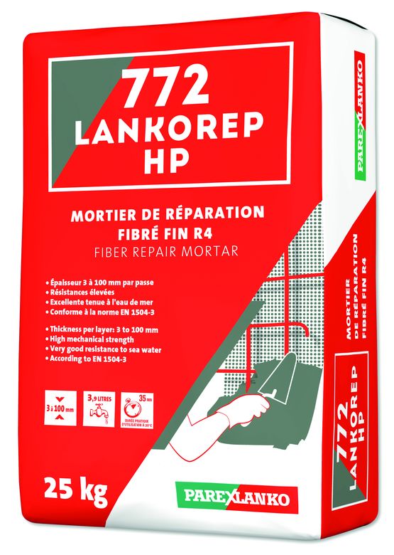 Mortier fibré fin pour réparation lourdes | 772 Lankorep HP