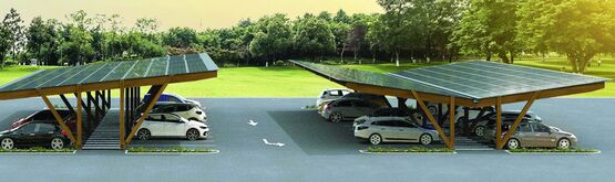  Ombrière bois photovoltaïque pour parking extérieur | Pivolta - PIVETEAUBOIS