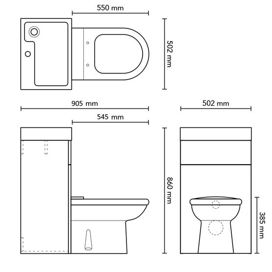  Pack WC avec lave-mains intégré et coffrage chêne | PRC845CB-C  - HUDSON REED (LIMITLESS DIGITAL GROUP)