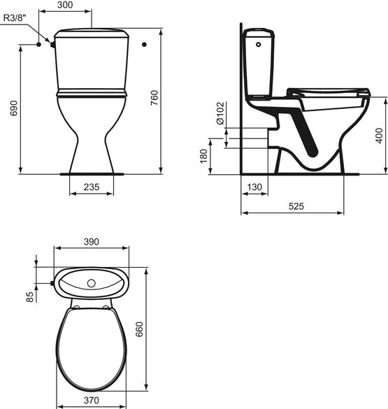  Pack WC sur pied avec abattant standard | Noe P948001 - Cuvettes WC
