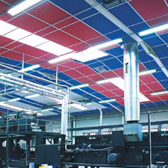 Panneaux à forte isolation acoustique pour plafonds industriels | Acoustished