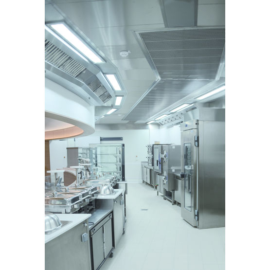 Plafond filtrant fermé de forme ovale ou droite pour cuisine collective | Isotech
