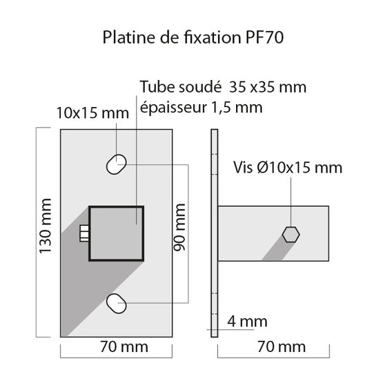  Platines de fixation pour tubes 30x30 mm - ESP
