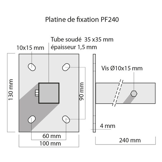 Platines de fixation pour tubes 30x30 mm - produit présenté par ESP