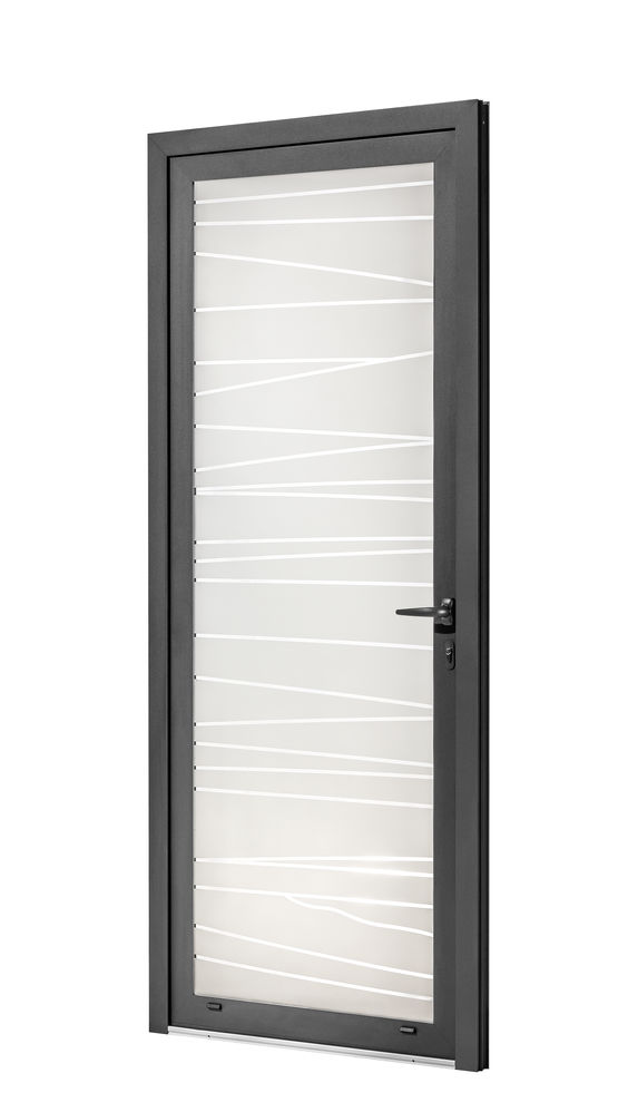  Porte en aluminium avec vitrage imprimé, à décors ou sablé | Portes vitrées aluminium - PREFAL