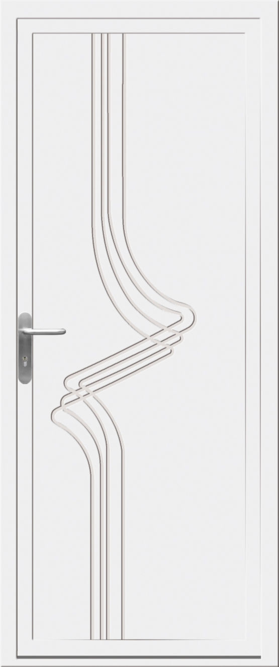 Portes d&#039;entrée à panneaux en PVC avec ou sans pièces métalliques affleurantes ou en applique | Portes à panneaux PVC Design - produit présenté par PREFAL