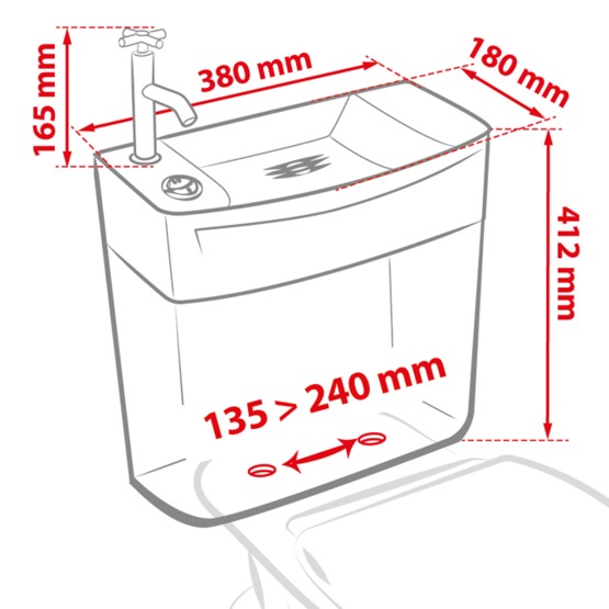 Réservoir WC avec lave-mains intégré et double chasse d&#039;eau | Ise&#039;o Combiné - produit présenté par WIRQUIN