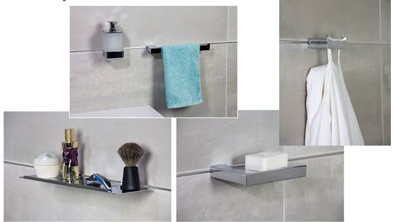 Système de fixation d’accessoires de la série METROPOLITAN sans perçage pour la salle de bain | FixMI® - produit présenté par MAT INTER