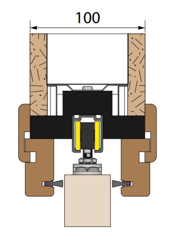  Système entre cloisons pour portes en bois capacité 80 Kg | SAF INSIDE - Système coulissant en applique ou à encastrer