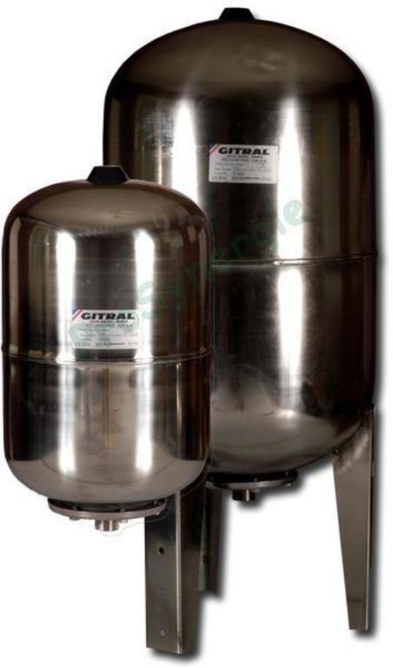 Vases Gitralinox à vessie interchangeable en caoutchouc de 25 à 100 l de capacité | Vases à membrane en acier inox série Gitralinox