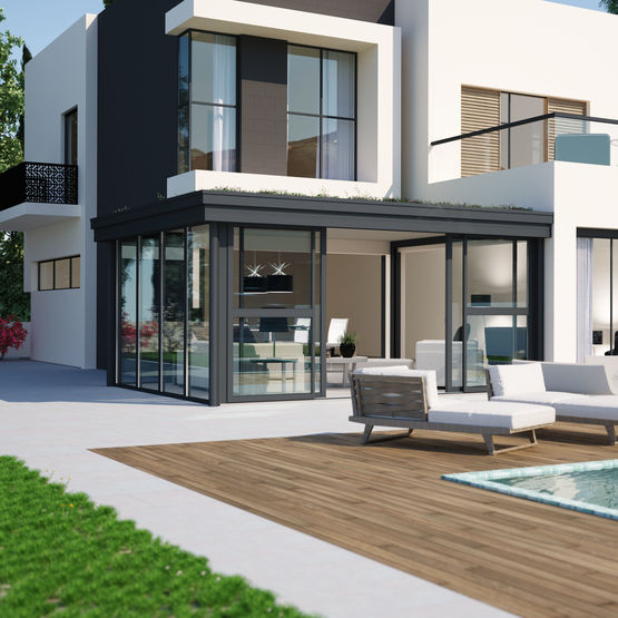 Véranda brevetée à toiture plate pour extension d&#039;habitation | Confort²Vie