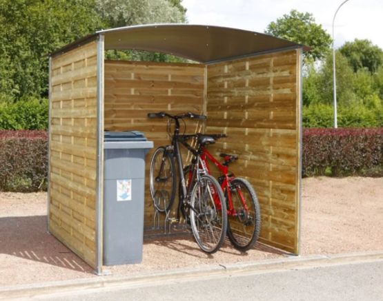 Abri pour vélos ou poubelles en bois d'épicéa + placard 95 x 215