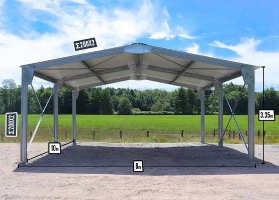  Abri bi-pente en kit 60m² - 6x10x3,35m - BATIMENTSMOINSCHERS.COM/ C2I COMMERCE SARL