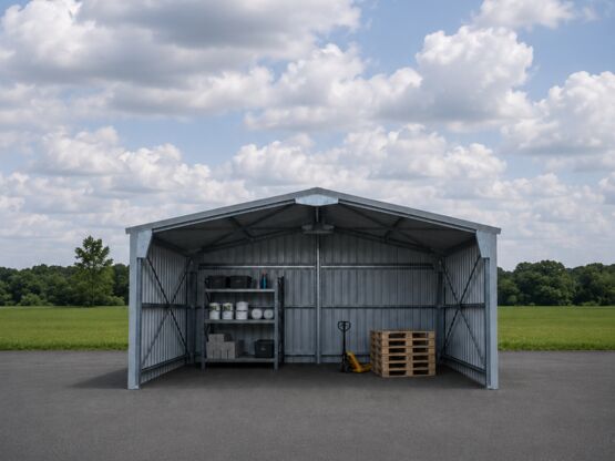 Abri bi-pente en kit - 8x5x3,35m - bardage 2 pignons + 1 long pan