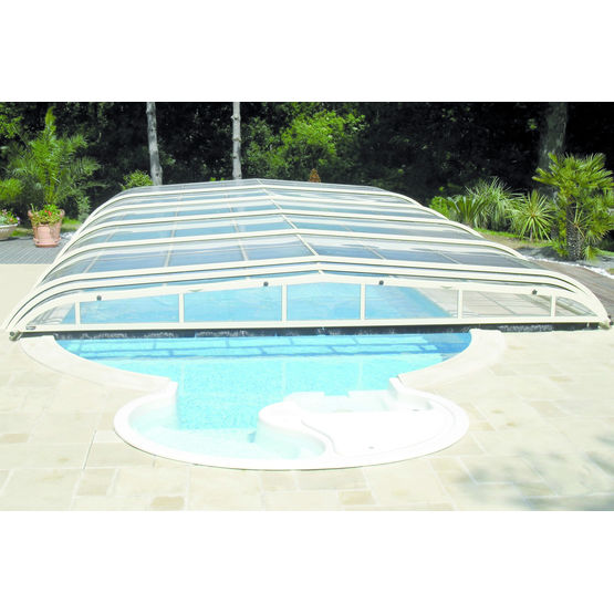 Abri de piscine coulissant en aluminium et verre synthétique | Galbé SR