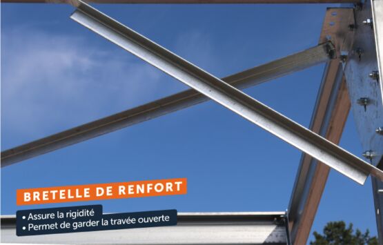 Abri de voiture monopente en kit - 4x5x3,4m + 1 bardage long pan bas