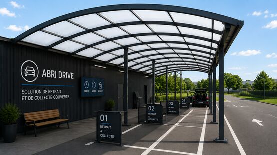 ABRI DRIVE OVALUX – SOLUTION DE RETRAIT ET DE COLLECTE COUVERTE