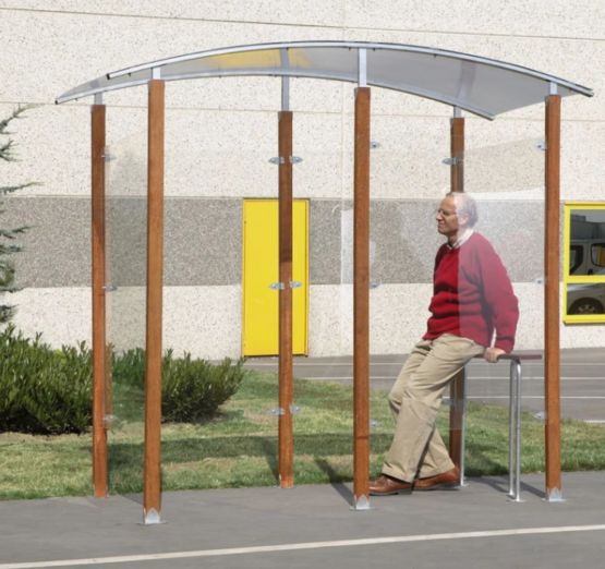  Abri fumeur isolé - Pieds bois exotique - NORMEQUIP