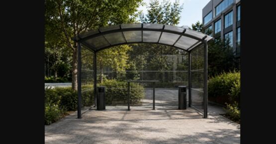  Abri fumeurs aluminium sur-mesure | Ovalux – Structure extérieure certifiée CE / EN 1090 - Abri piéton