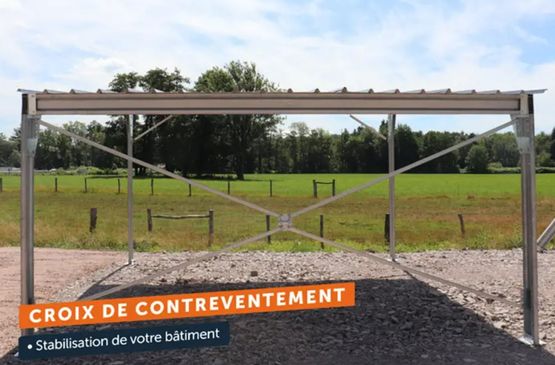  Abri monopente en kit 4x10x3,40m bardage 2 pignons + 1 long pan bas - Abri voiture
