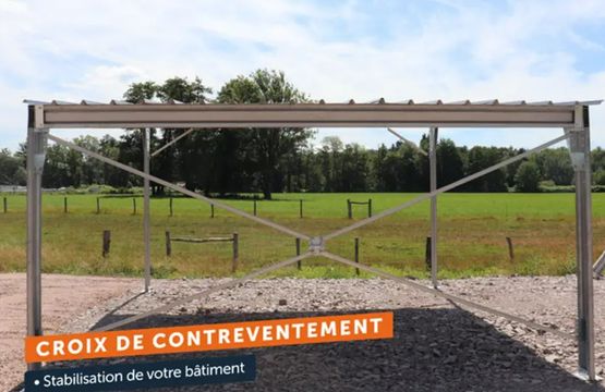 Abri monopente en kit - 4x10x3,40m - bardé 1 long pan bas - produit présenté par BATIMENTSMOINSCHERS.COM/ C2I COMMERCE SARL