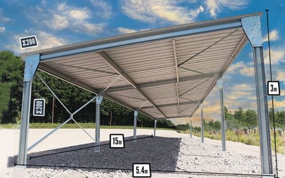  Abri monopente en kit 5,4x15x3m - BATIMENTSMOINSCHERS.COM/ C2I COMMERCE SARL