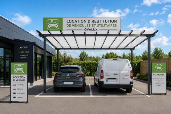 ABRI POUR LOCATION ET RESTITUTION DE VÉHICULES ET UTILITAIRES OVALUX