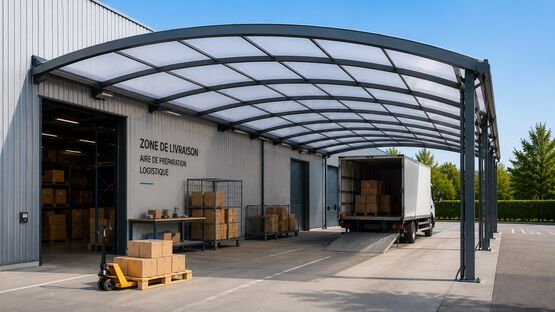 ABRI POUR ZONE DE LIVRAISON ET AIRE DE PRÉPARATION LOGISTIQUE OVALUX