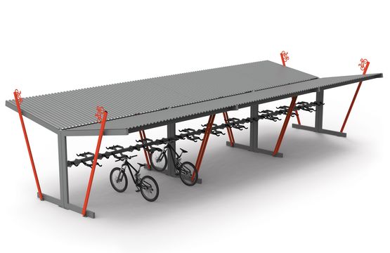 Abri vélos en acier et toit en tôle d’acier ondulée | QUERT 0104844 - produit présenté par PRO URBA