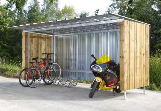  Abri vélos modulable 10 places bois ou tôle | SAPIN - ABRIB10P - Abri vélo