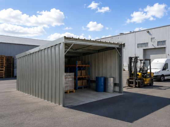 Abri voiture monopente 4x5x3,4m - bardage 2 pignons + 1 long pan
