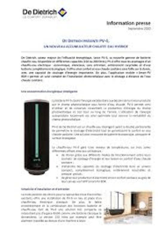 Accumulateur chauffe-eau hybride solaire à batterie écologique | PV-ô - produit présenté par DE DIETRICH