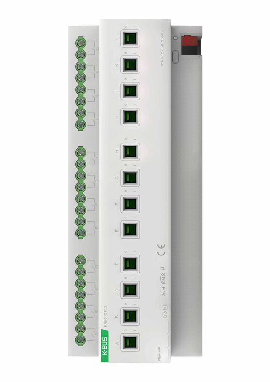  Actionneur de commutation KNX 12 positions pour la gestion des installations électriques | KA/R 1216.2 - Gammes d'appareillage (interrupteurs, commandes, prises, etc.)